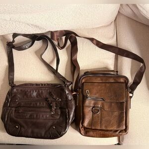 Leather Crossbody Bag Bundle – Great Condition – Multiple Compartments